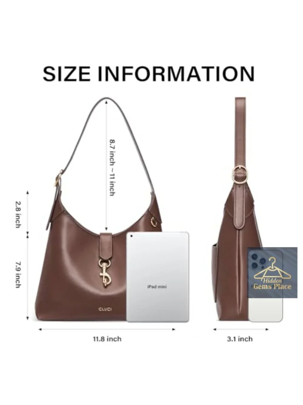 Soft Vegan Leather Hobo Bag with Adjustable Strap, Lightweight Slouchy Shoulder